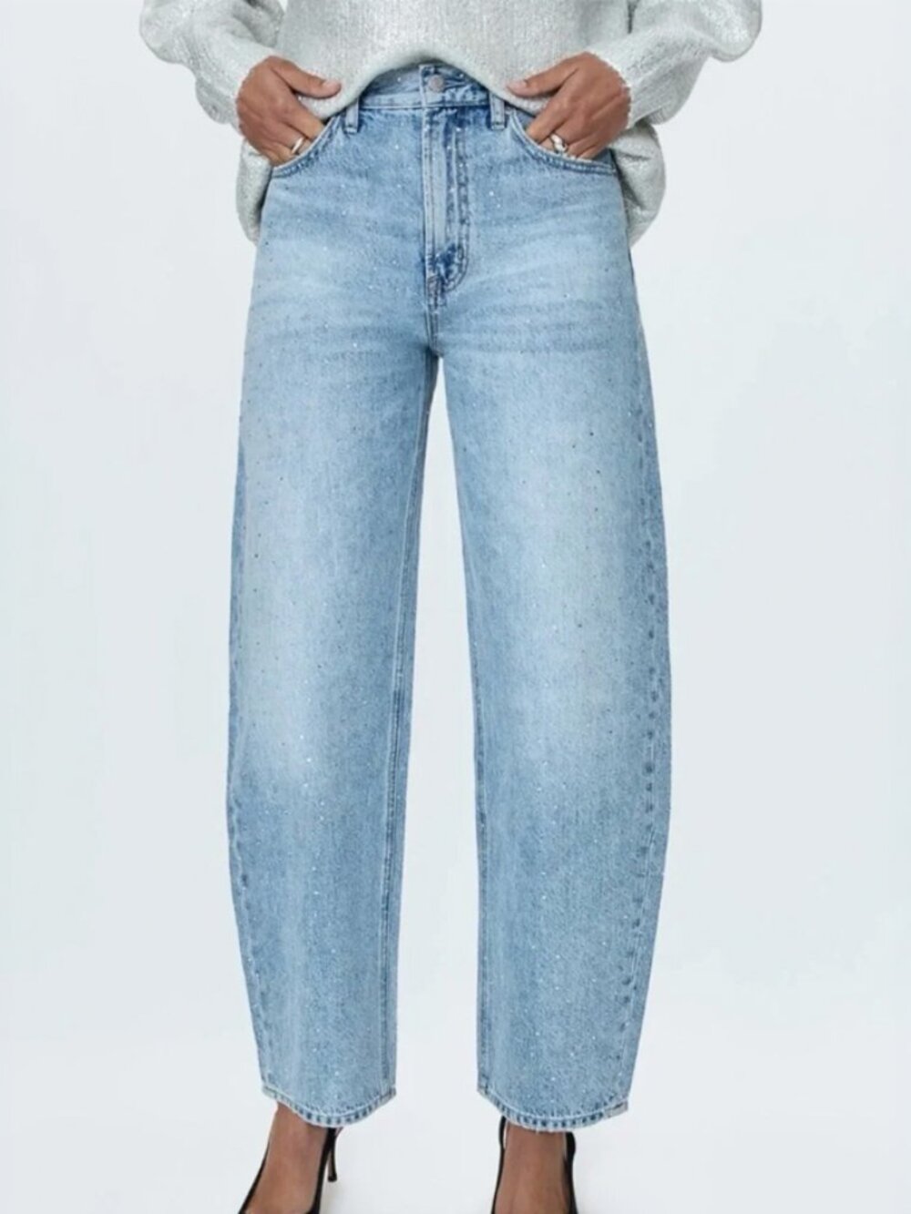 Pistola Wes High Rise Barrel Jeans in Glitz Size 28